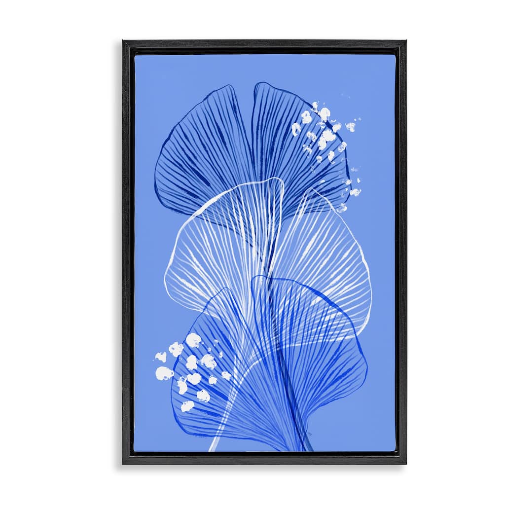 Stupell Layered Blue Gingkoes Framed Floater Canvas Wall Art Design By Martina Pavlova