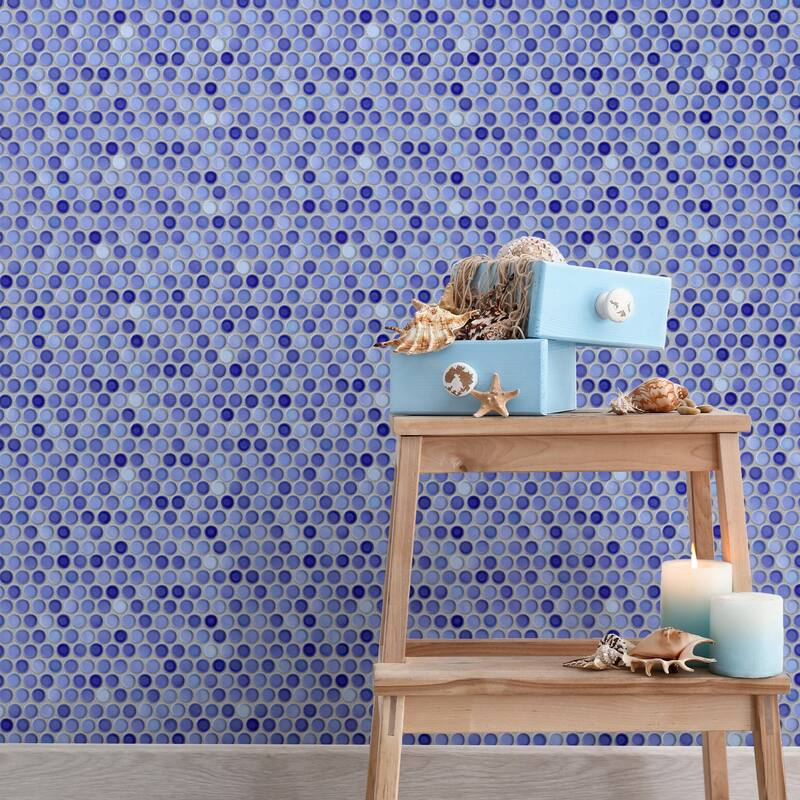 Merola Tile Hudson Penny Round Niagara 11-7/8" x 12-5/8" Porcelain Mosaic Floor and Wall Tile
