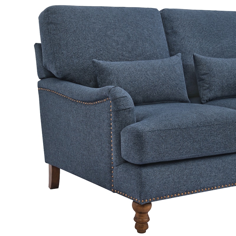 Modern 56''W 2-Seater Sofa Comfortable Solid Wood Couch with Pillows for Living Room