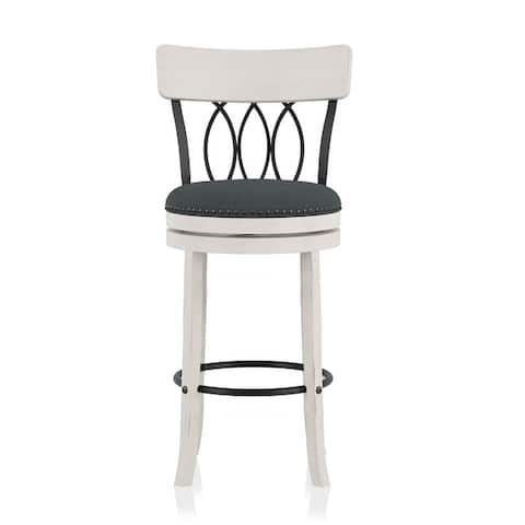 Furniture of America Wynn Wood and Fabric Swivel Bar Chair (Set of 2)