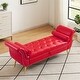 preview thumbnail 60 of 65, Armed Ottoman Bench PU Leather Bench Button Tufted Sofa Stool Bench Footrest Stoolfor Entryway, Living Room and Window Red