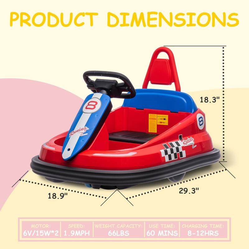 6V Kids Ride on Bumper Car Electric Ride On Toys for Toddlers 360 Degree Spin