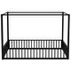 preview thumbnail 6 of 10, Safety Design Metal Frame Floor Bed with Wardrobe, Many Storage Shelves, Full Size, Black