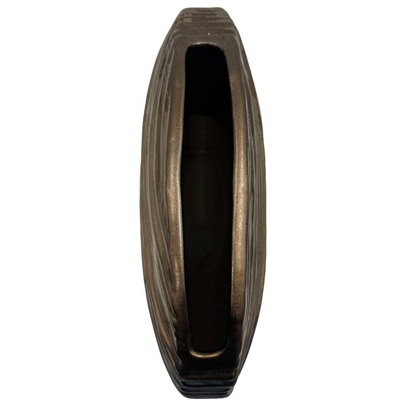 12 Inch Tall Brown and Gray Ceramic Vase