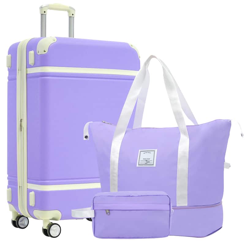 Vintage 28" ABS Hardshell Luggage w/Double Spinner Wheels & TSA Lock - Purple
