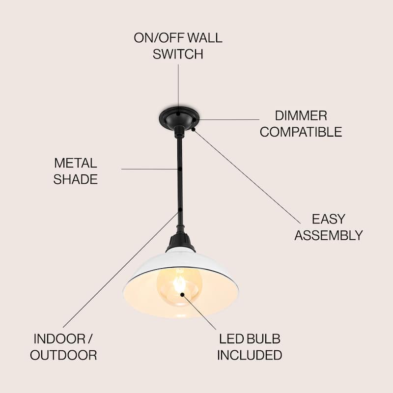 12.25" 1-Light Indoor/Outdoor Iron LED Pendant, by JONATHAN Y - 12.25