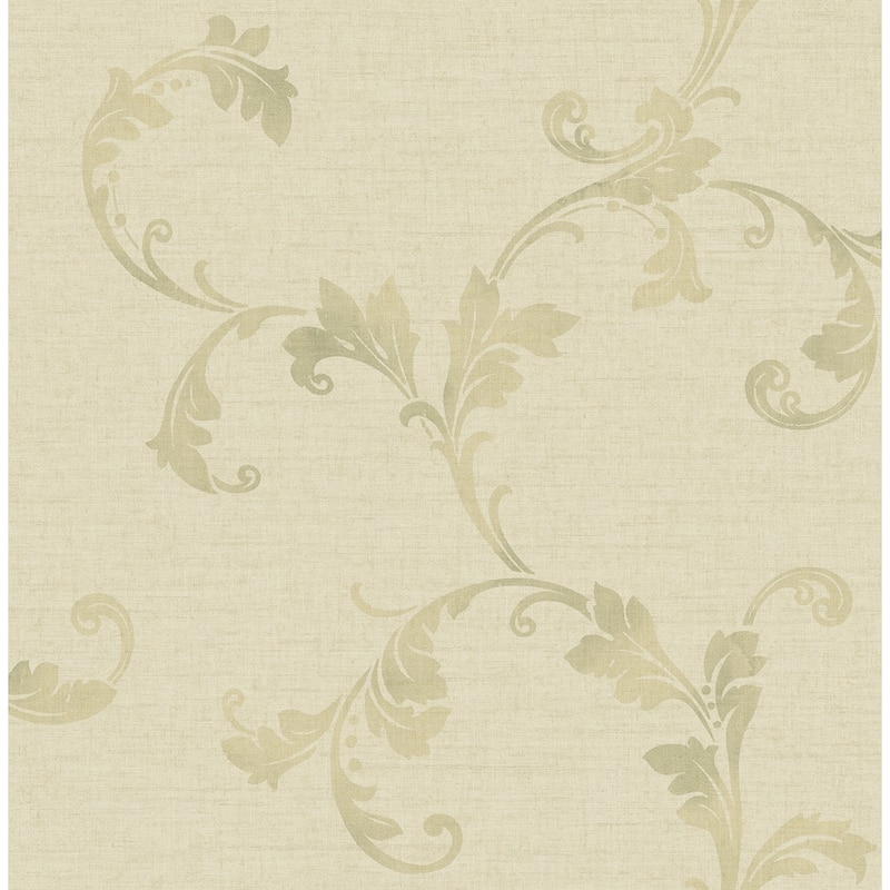 Seabrook Designs Corby Scroll Unpasted Wallpaper - 20.5 in. W x 33 ft. L - Metallic Tan & Smoke