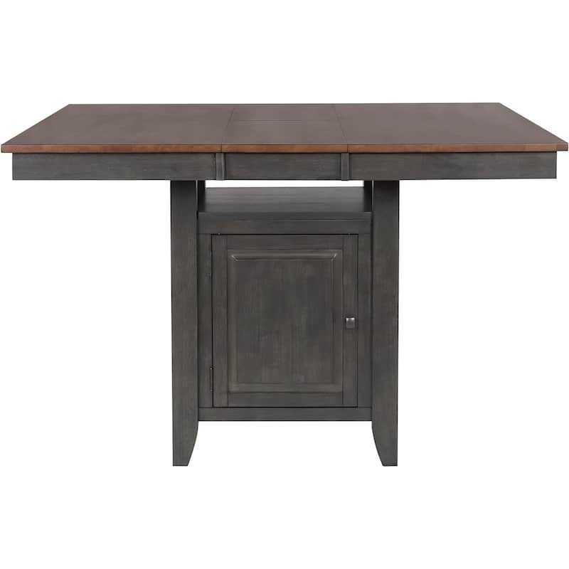 Expandable Dining Table - Butterfly Leaf, Storage Cabinet, Seats 8, Kitchen Pub Table, High-Top, Wood - 54