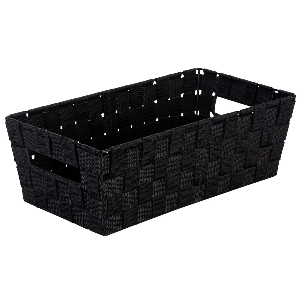 Simplify Medium Woven Strap Shelf Tote in Black - 14.6" x 7.7" x 4.7"