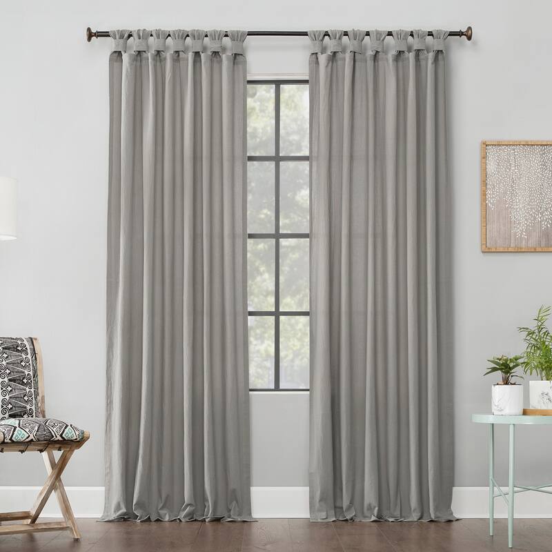 Archaeo Washed Cotton Twist Tab Curtain, Single Panel - Silver - 52 x 84