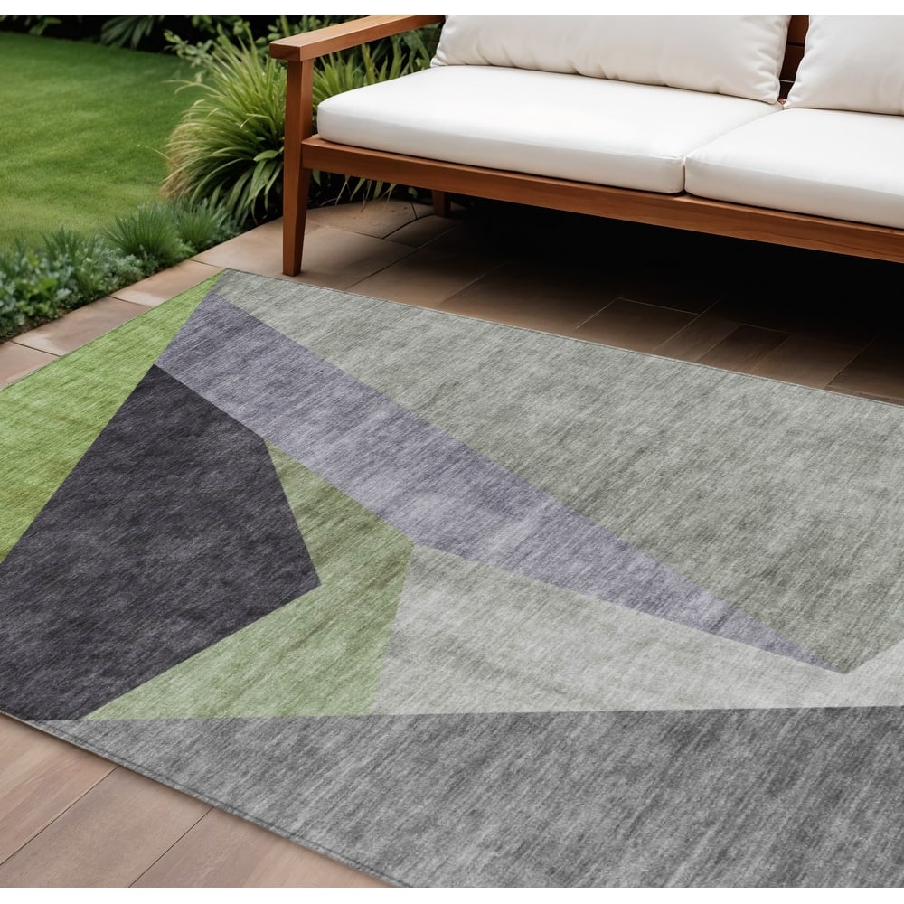 HomeRoots Abstract Transitional Rectangle Outdoor Rug
