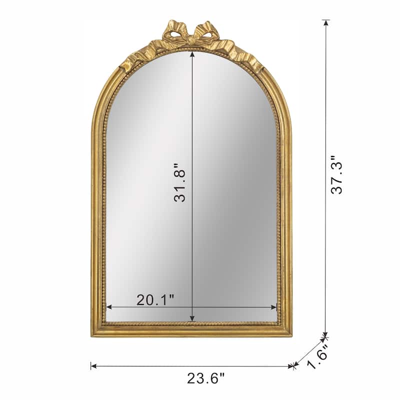 23.6" x 37.3" Baroque Style Gold Arch Mirror