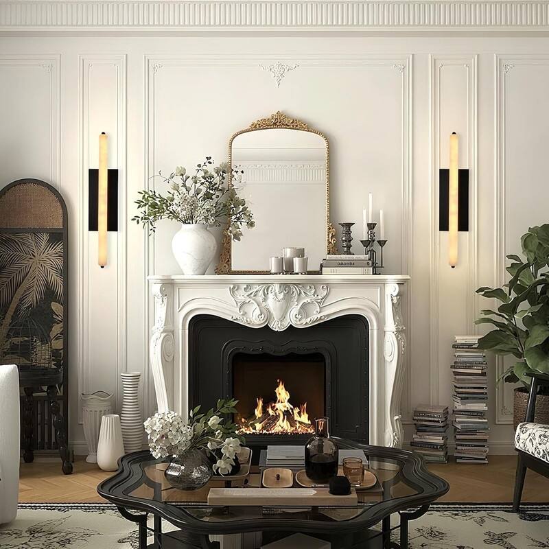 KAYLA Alabaster Wall Sconce, 19" Natural Marble Wall Sconce
