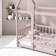 preview thumbnail 11 of 36, Twin / Full Size Wooden House Bed with Fence and Roof bed Frame, Montessori Style Floor Bed for Kids