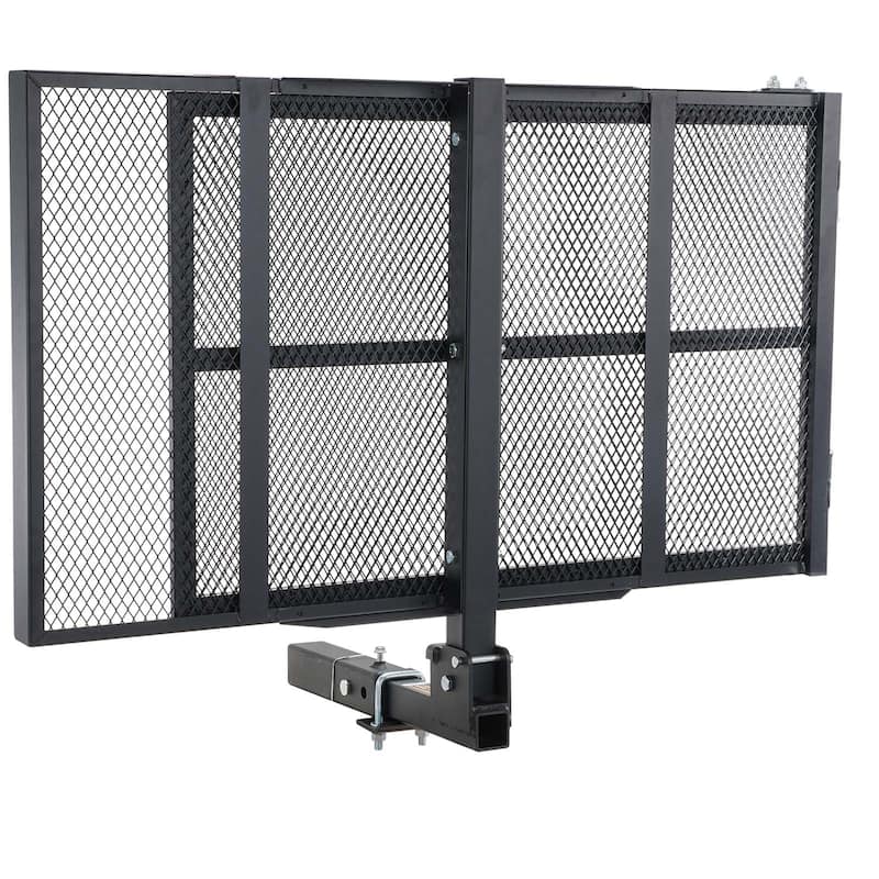 Hitch Mount Cargo Carrier, Hitch Cargo Rack with Folding Ramp, Hitch Rack Basket with Stabilizer and Straps - 45.3" x 25.6"