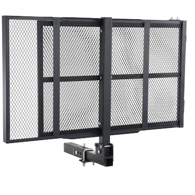Hitch Mount Cargo Carrier, Hitch Cargo Rack with Folding Ramp, Hitch Rack Basket with Stabilizer and Straps