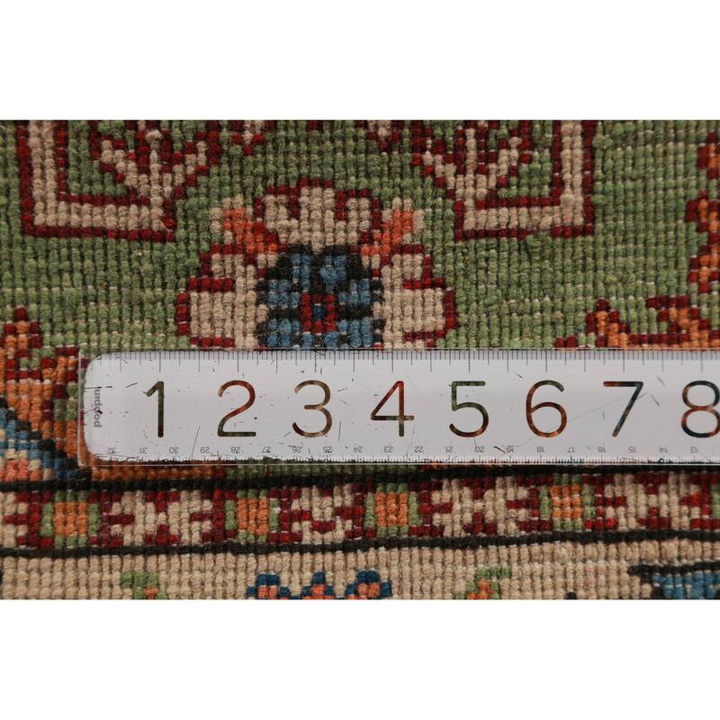 Geometric Green Kazak Oriental Accent Foyer Rug Handmade Wool Carpet - 2'0"x 3'0"