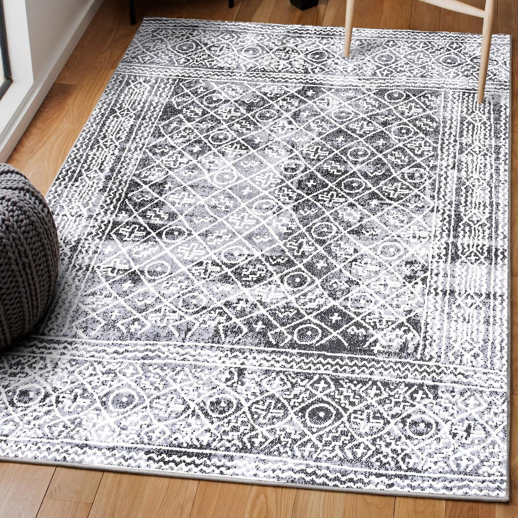 JONATHAN Y Illi Moroccan Geometric Distressed Area Rug