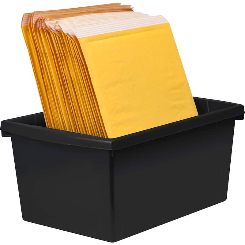 Storex Medium Classroom Storage Bin, Black, Pack of 2