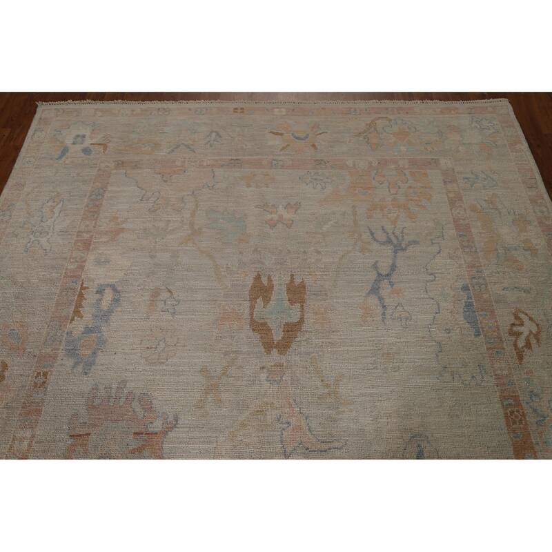 Vegetable Dye Oushak Turkish Wool Area Rug Handmade Traditional Carpet - 6'6" x 8'1"