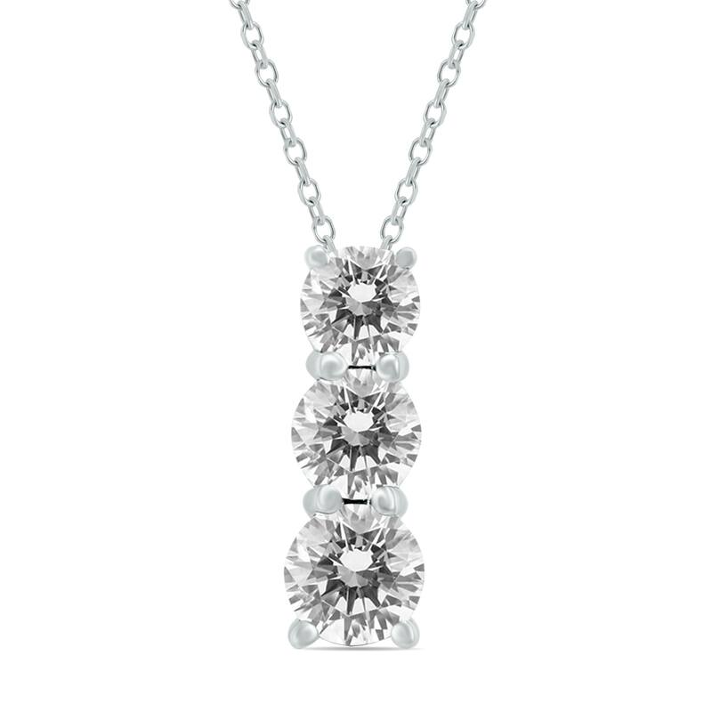 Marquee Certified 1 Carat TW Three Stone Diamond Pendant in 14K White Gold