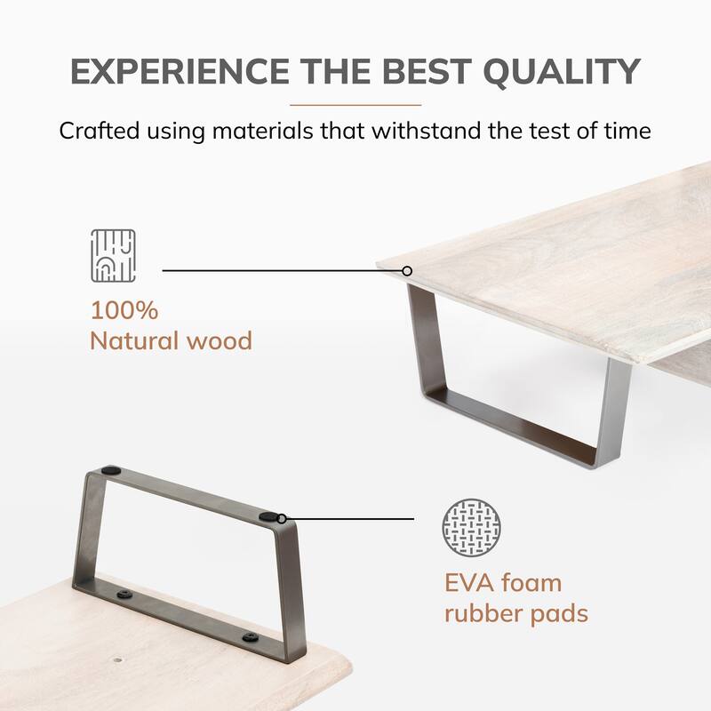 Jani Wood Monitor Stand Riser Desk - Ergonomic Design Stand, Desktop Organizer Table for Home, Office Workspace, Gaming Desk