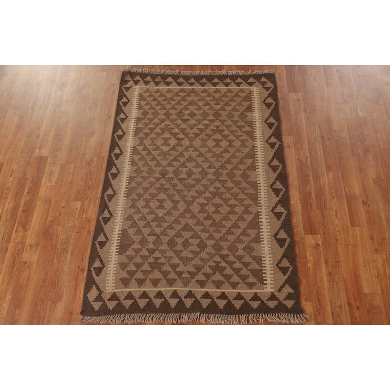 Reversible Kilim Area Rug Flat-weave Wool Carpet - 3'4" x 5'2"