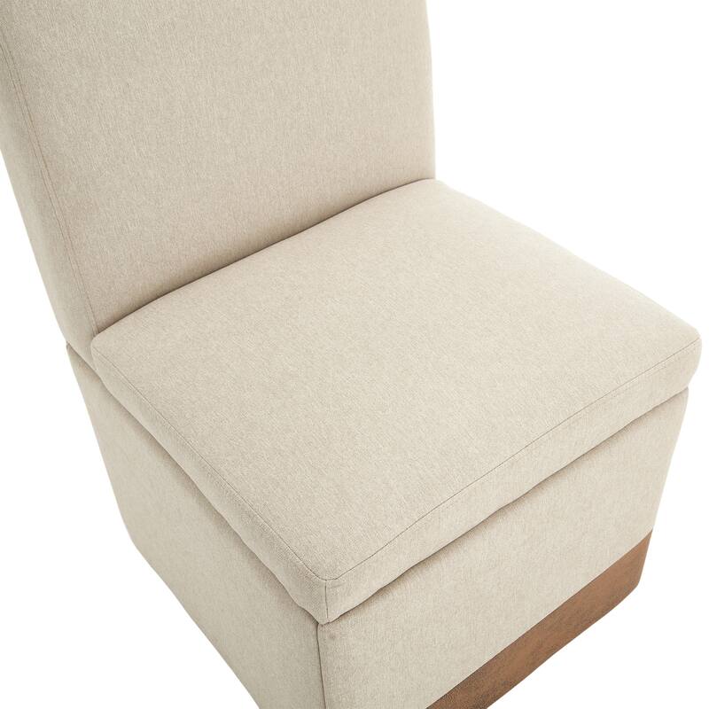 360 Degree Swivel Upholstered Dining Chairs Set of 2,Swivel Dining Chairs with Casters & Storage, Modern Rolling Chair