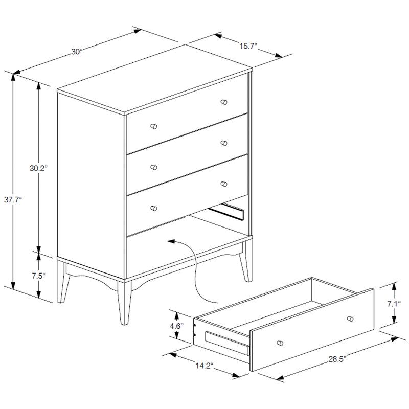 Landis Mid-Century Modern Ash Walnut Finished Wood 4-Drawer Chest