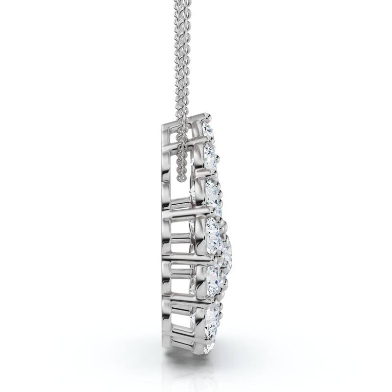 2Ct Diamond Pear Shape Pave Pendant Gold Necklace Lab Grown