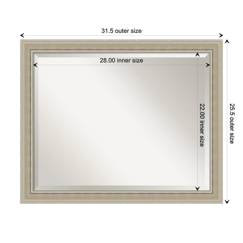 Mezzo Silver Beveled Wood Framed Wall Mirror - Mezzo Silver - Glass Size 28x22