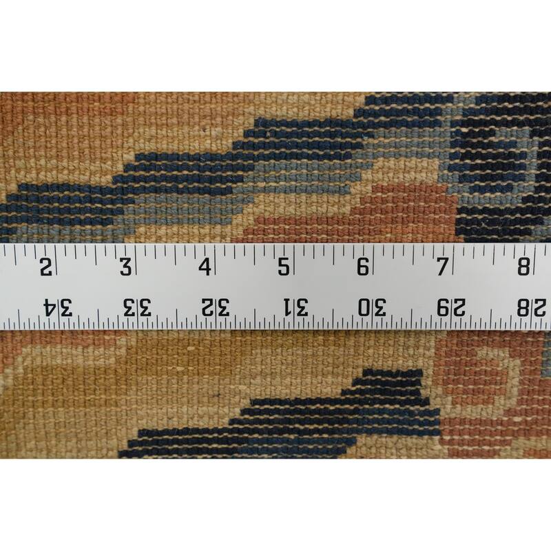 Hand Knotted Oriental 100% Wool Carpet Traditional Geometric Pink Art Deco Area Rug - 11' 1'' X 8' 0''