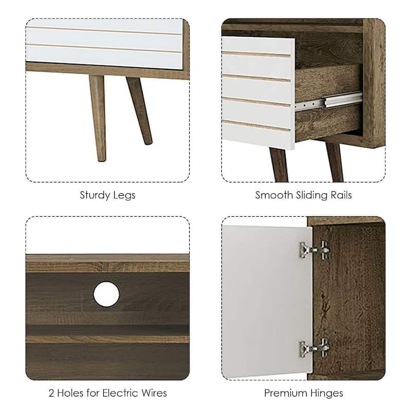 Modern TV Stand with 3 Shelves Storage Drawer - 63" x 15.5" x 27" (L x W x H)
