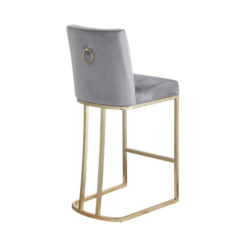 Bar Stools Set of 2 Counter Height 26" Bar Stools with Back,Gold Brushed Barstools Modern Velvet Fabric Kitchen Stools