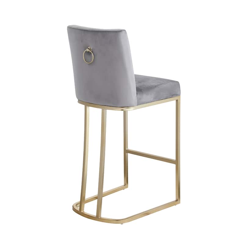 Ostweer Furniture Set of 2 Modern Velvet Fabric Kitchen Stools for Counter Pub - Creamy White