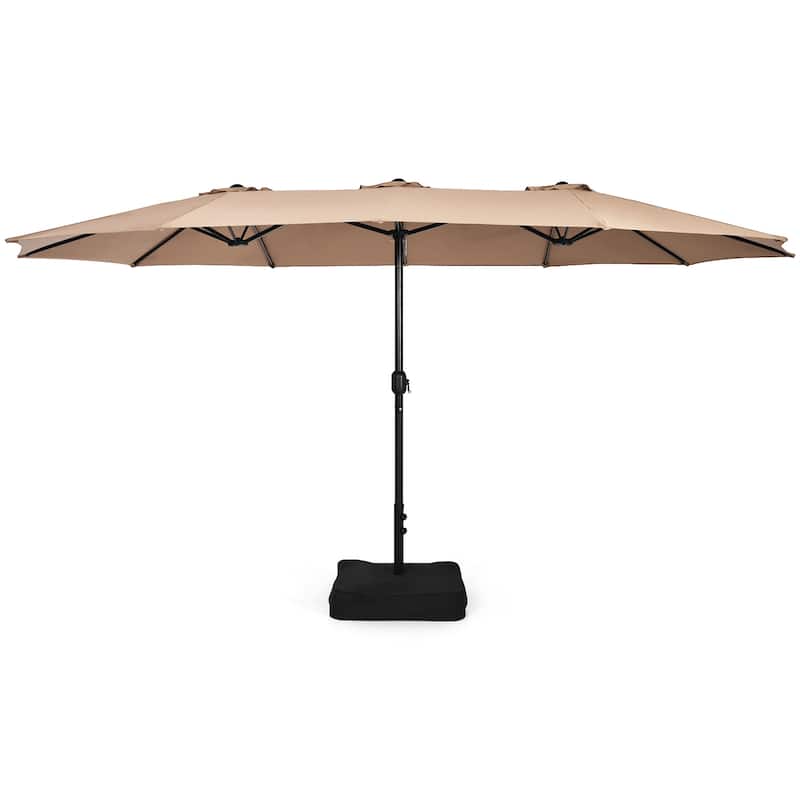 Costway 15FT Double-Sided Twin Patio Umbrella Outdoor Market W/ Crank