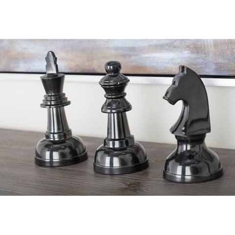 Metal Traditional Chess 3-piece Sculpture Set