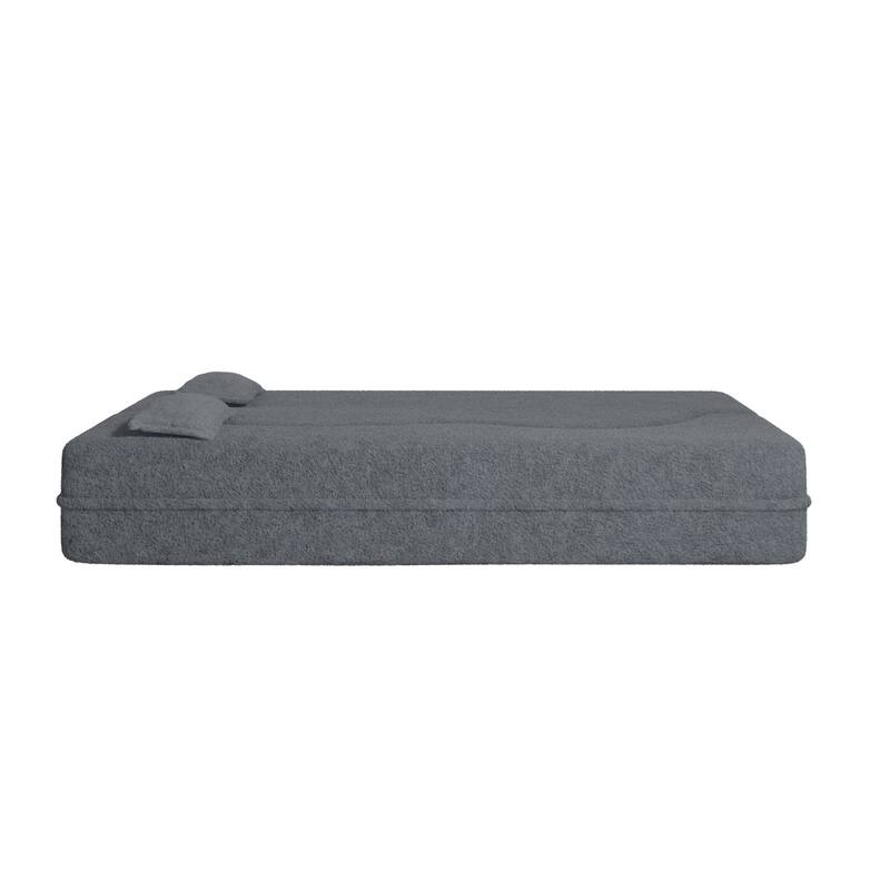 Modern Floor Sofa with 2 Pillows Foam-Filled Sleeper Sofa Bed