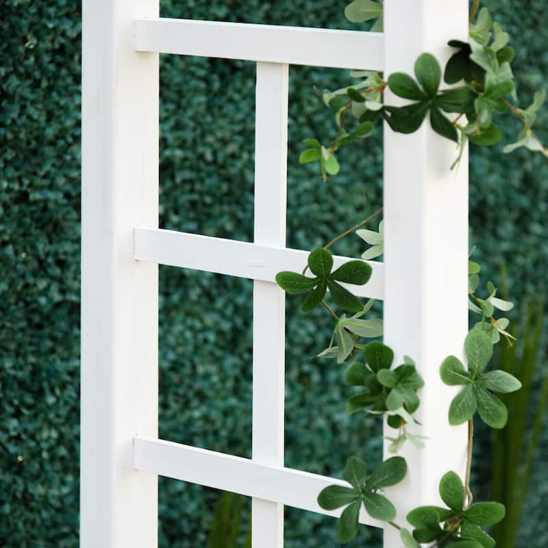 Outsunny 7' Wood Steel Outdoor Garden Arched Trellis Arbor with Natural Fir Wood & Side Panel for Climbing Vines