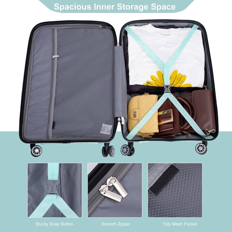 Luggage 3 Piece Set(20"/24"/28"), Hardshell Suitcase With Double Mute Spinner Wheels, Durable Lightweight Suitcase With TSA Lock