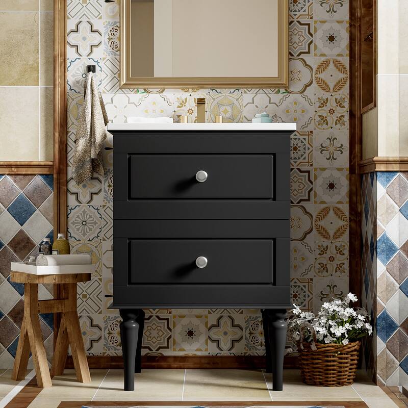 GDFStudio 24'' Bathroom Vanity Cabinet with Single Sink Combo Set