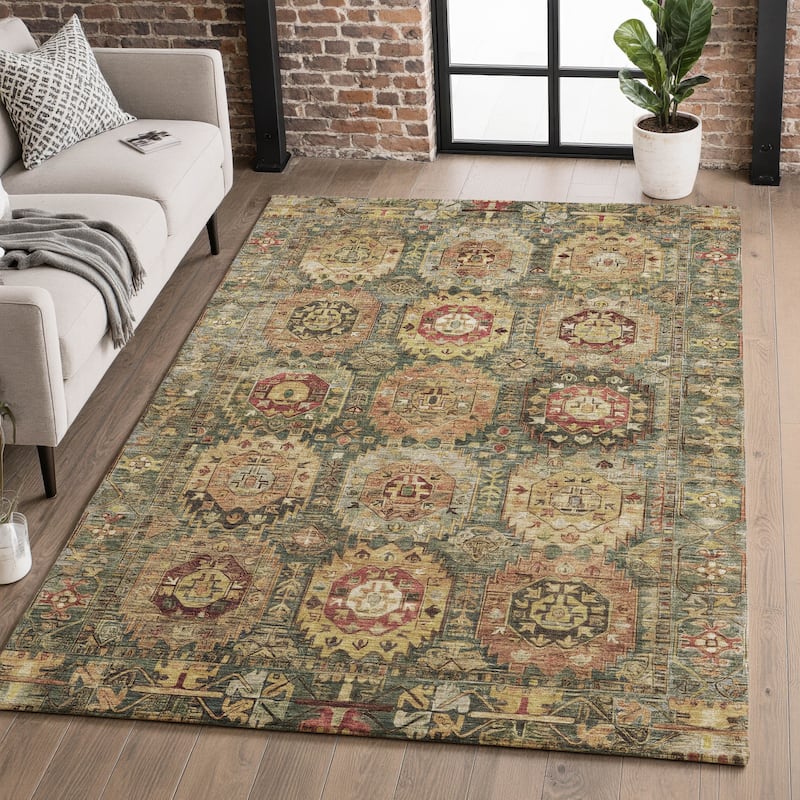 Premium Washable Super Soft Traditional Global Mayfield Rug - Aloe - 3' x 5'