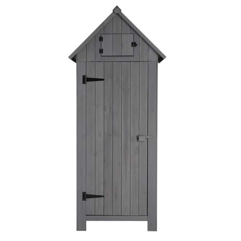 Single Door Wooden Garden Storage Shed - Grey