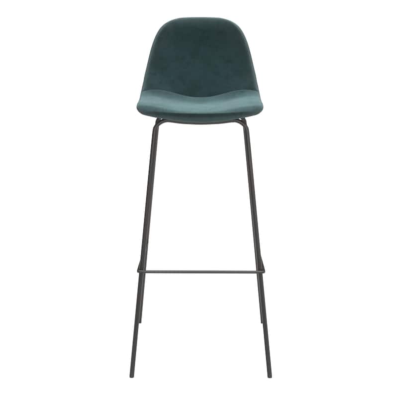 Maxine Velvet Bar Height Stools Black Legs (Set of 2)