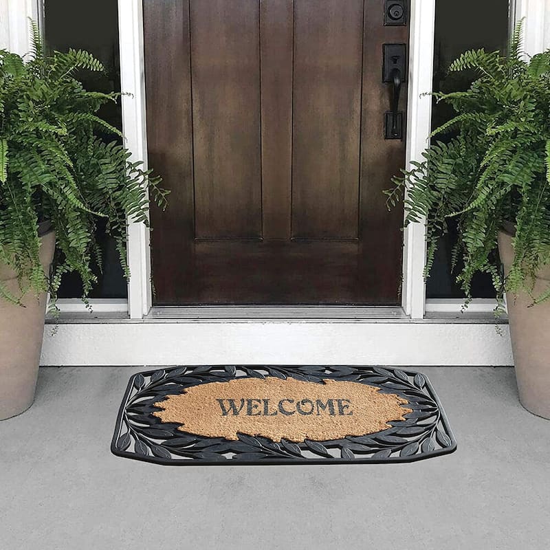 A1HC Rubber/ Coir Brush Welcome Doormat 23" X 38", Mesh Border