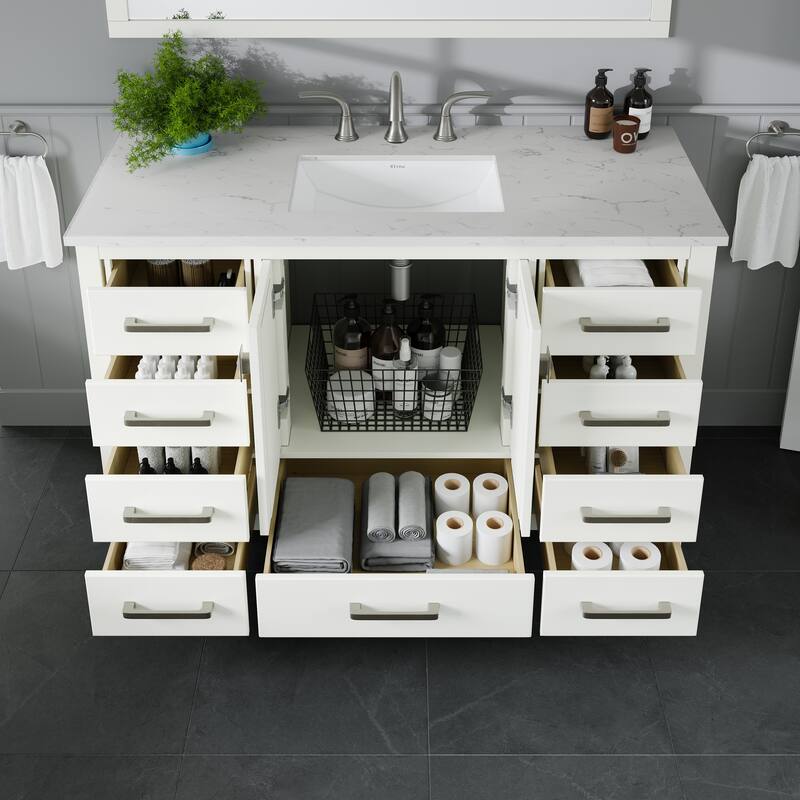 Eviva Aberdeen 42"W x 22"D Bath Vanity with Carrara Quartz Top