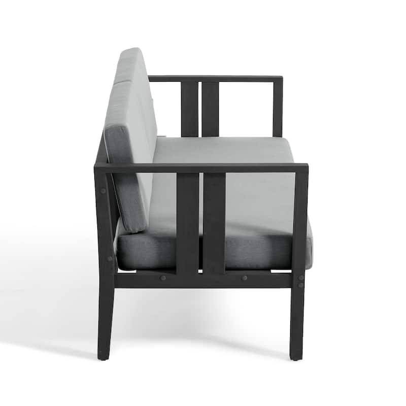 Casual 53"W Outdoor Patio Loveseat Set In Solid Teak Wood with Cushion