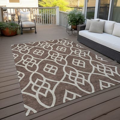 Machine Washable Indoor/ Outdoor Chantille Modern Trellis Rug