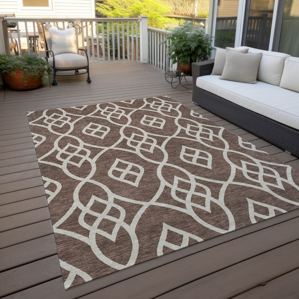 Machine Washable Indoor/ Outdoor Chantille Modern Trellis Rug