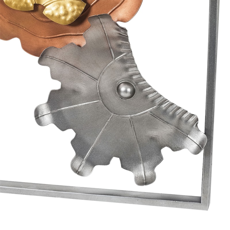 Adeco Metal Wall Decor with Frame Flowers Set of 2 Wall Art Sculptures